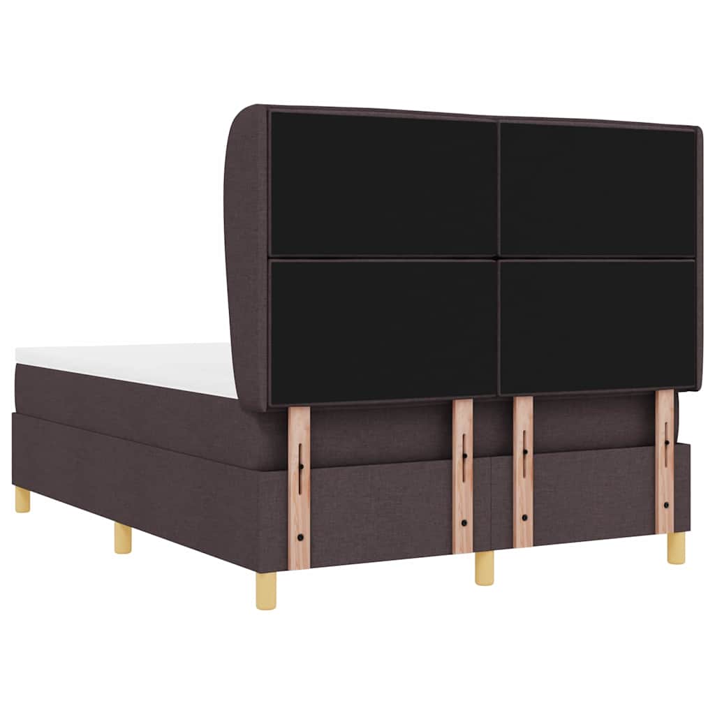 Boxrugós ágy matracmal Sötét Barna 200 x 140 cm szövet