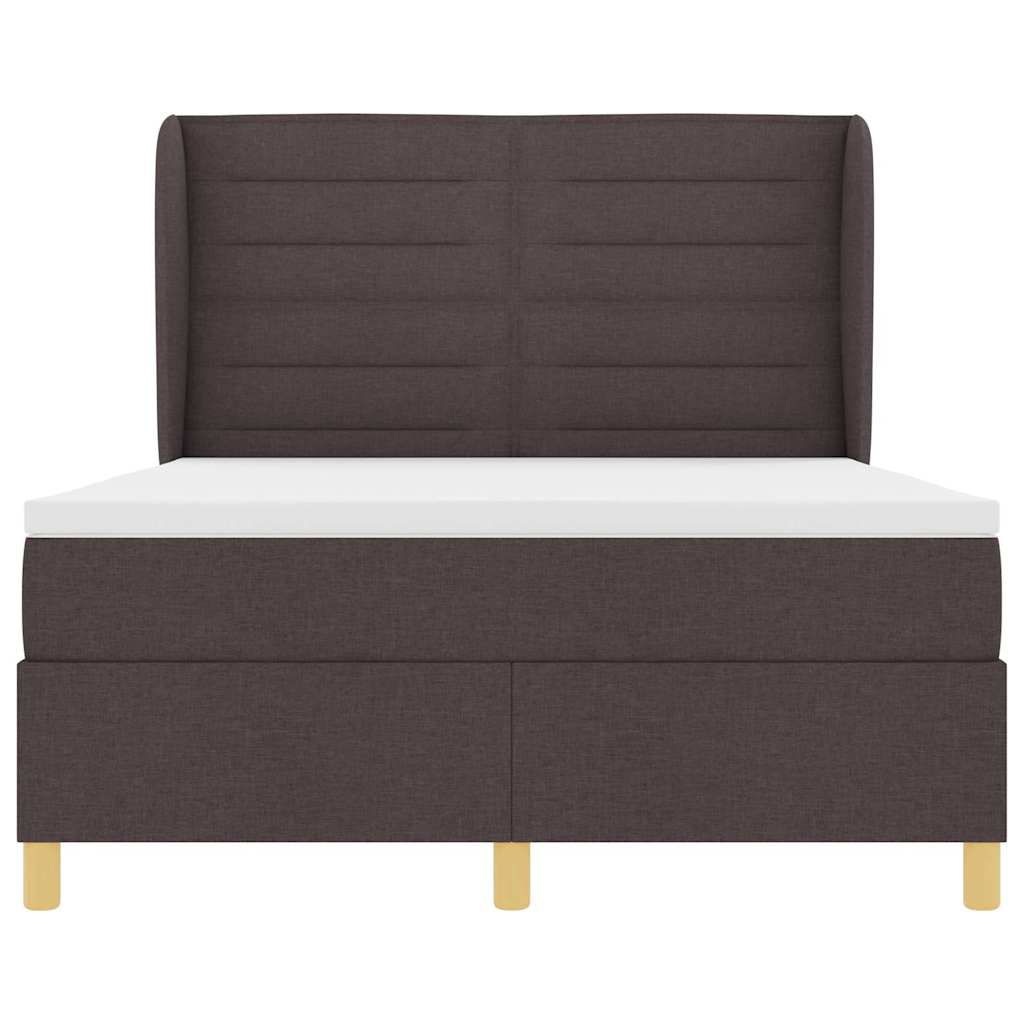 Boxrugós ágy matracmal Sötét Barna 200 x 140 cm szövet