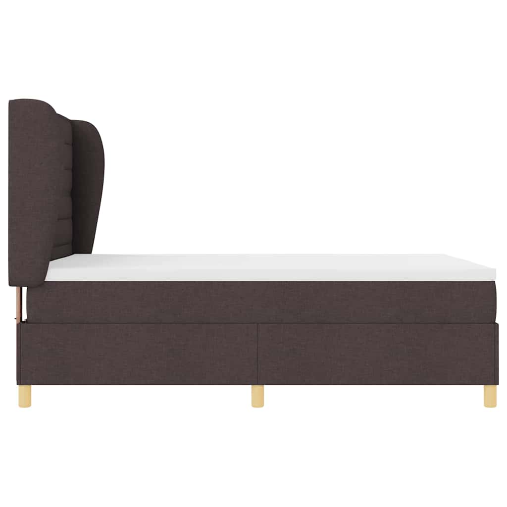 Boxrugós ágy matracmal Sötét Barna 200 x 140 cm szövet