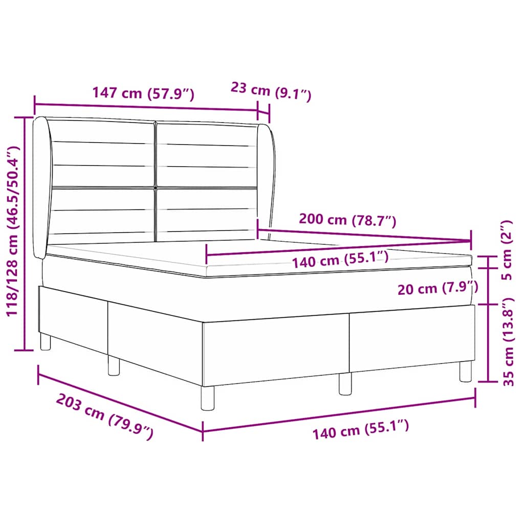 Boxrugós ágy matracmal Sötét Barna 200 x 140 cm szövet