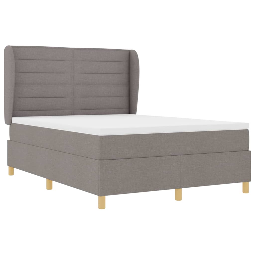 Boxrugós ágy matracmal fejtámlával Tópszínű 200 x 140 cm szövet