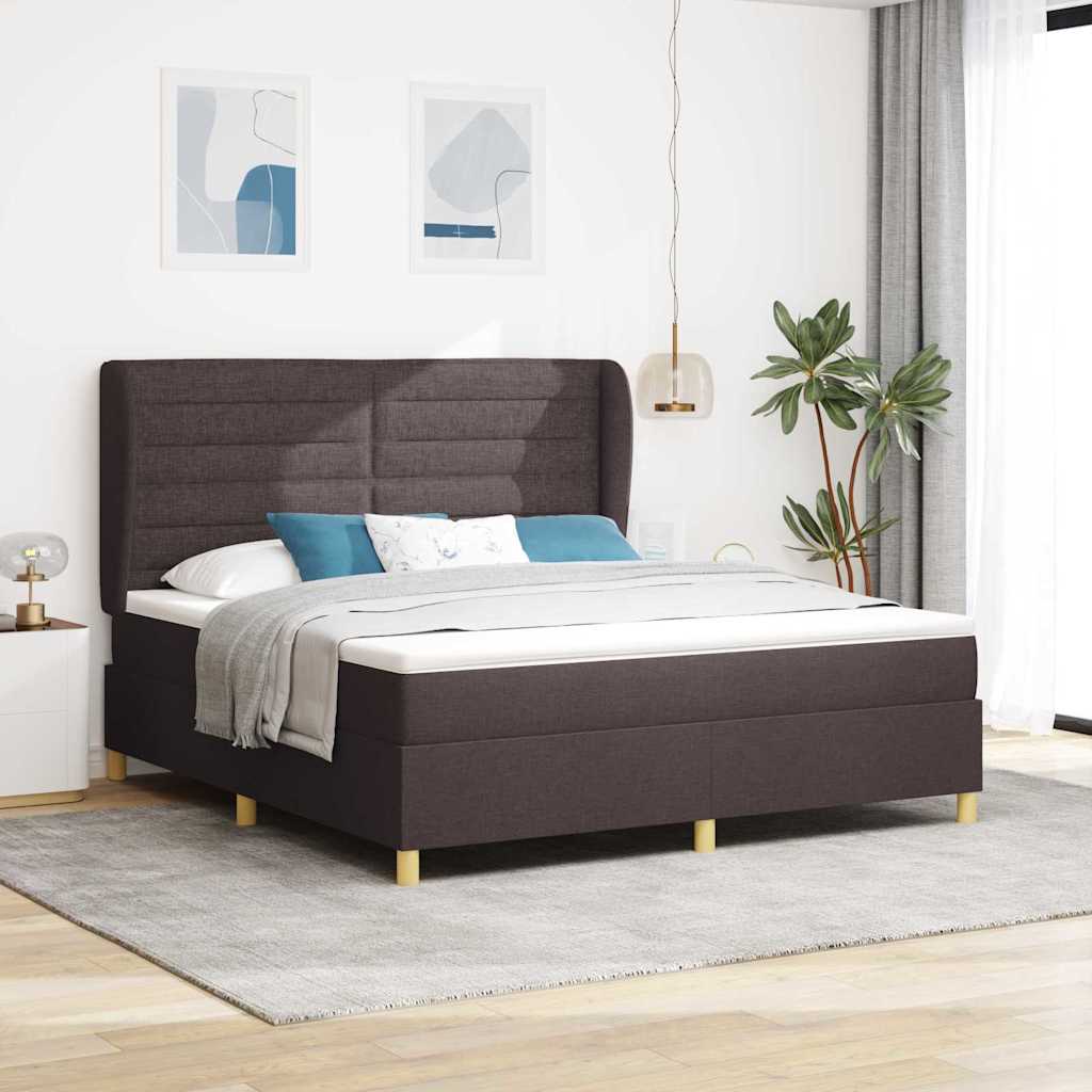 Boxrugós ágy matracmal Sötét Barna 200 x 180 cm szövet