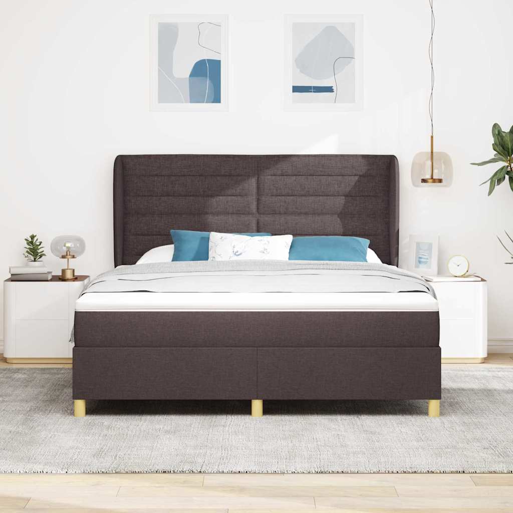 Boxrugós ágy matracmal Sötét Barna 200 x 180 cm szövet