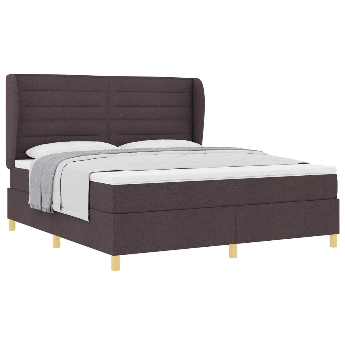 Boxrugós ágy matracmal Sötét Barna 200 x 180 cm szövet