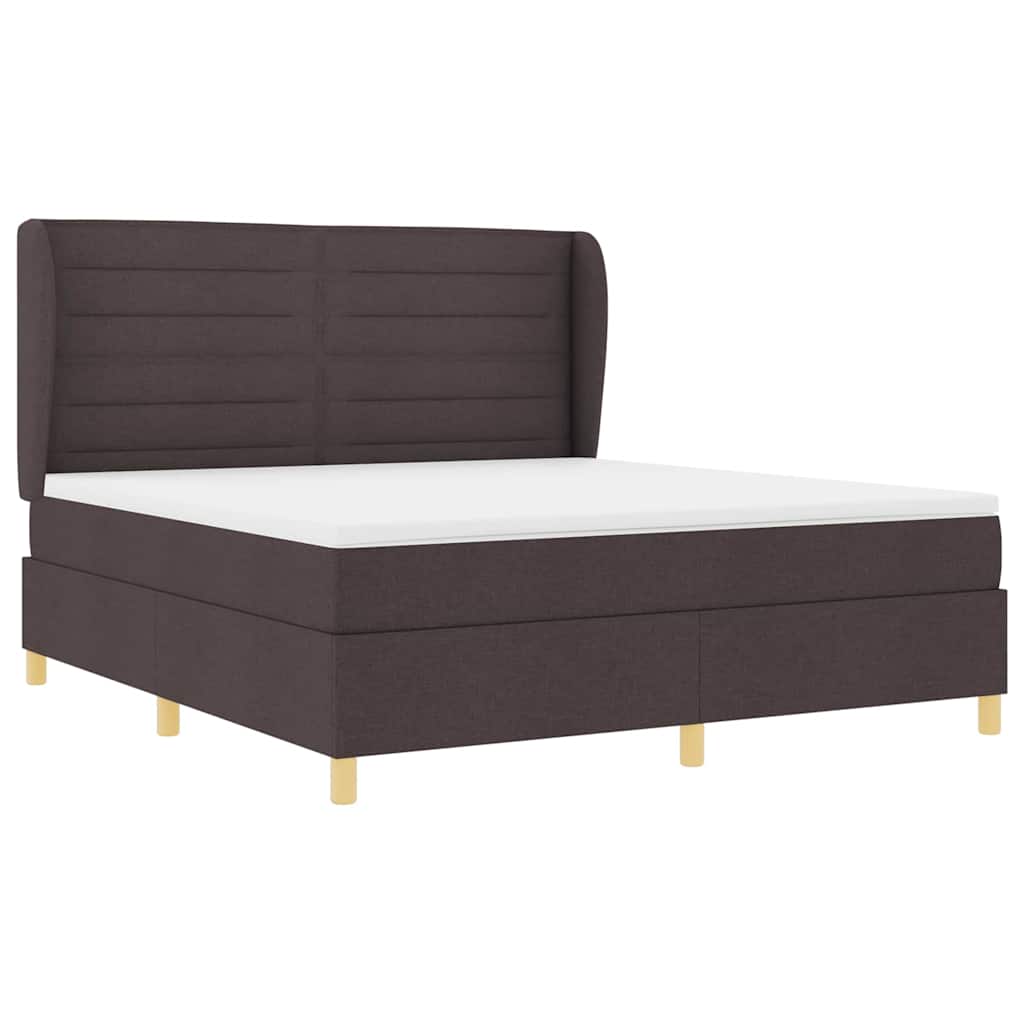Boxrugós ágy matracmal Sötét Barna 200 x 180 cm szövet