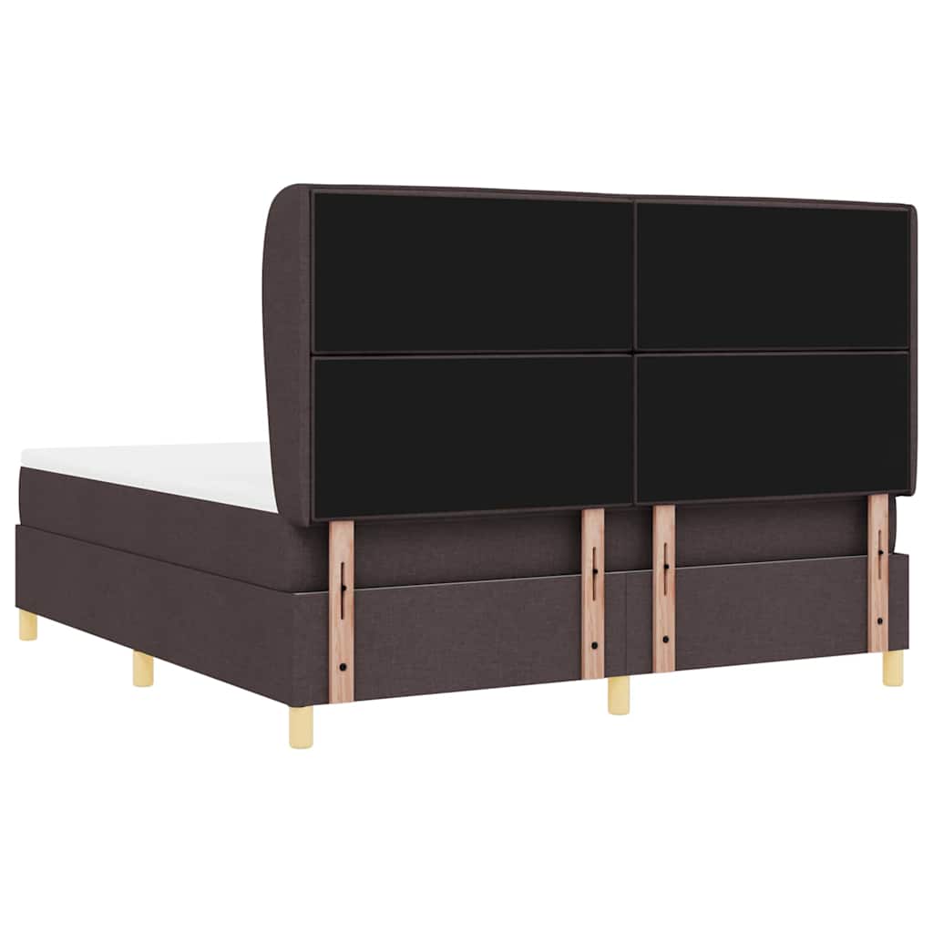 Boxrugós ágy matracmal Sötét Barna 200 x 180 cm szövet