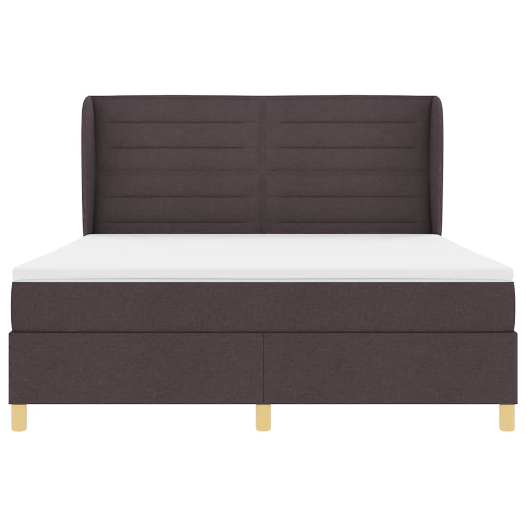 Boxrugós ágy matracmal Sötét Barna 200 x 180 cm szövet