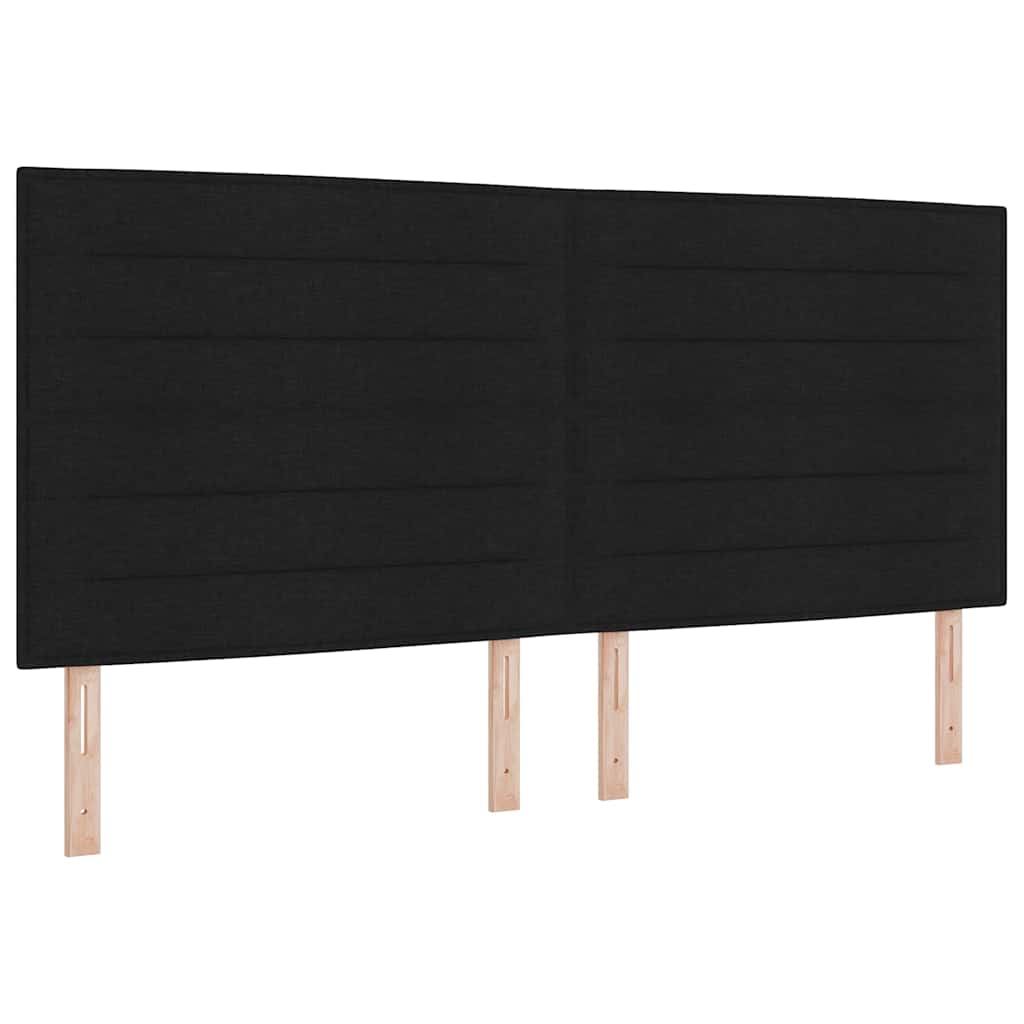 Boxrugós ágy matracmal fejtámlával Fekete 200 x 200 cm szövet