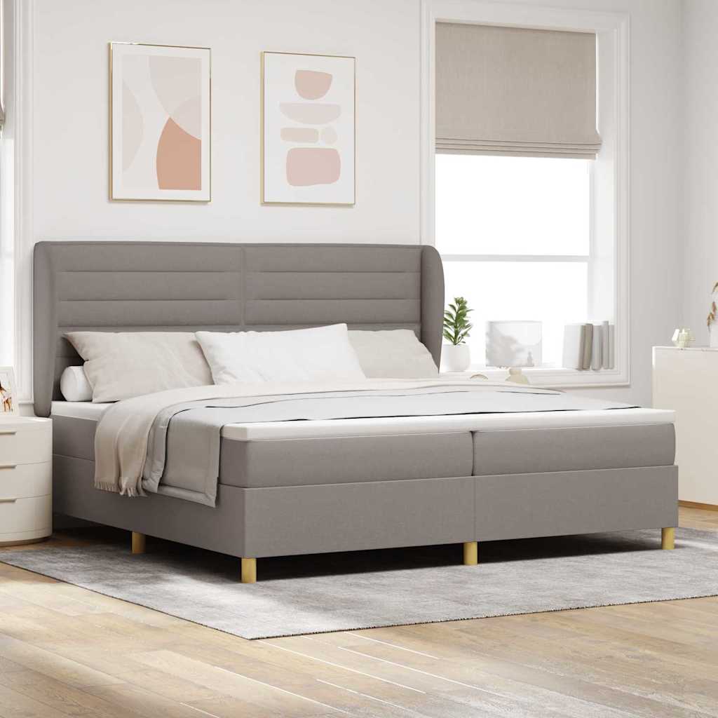 Boxrugós ágy matracmal fejtámlával Tópszínű 200 x 200 cm szövet