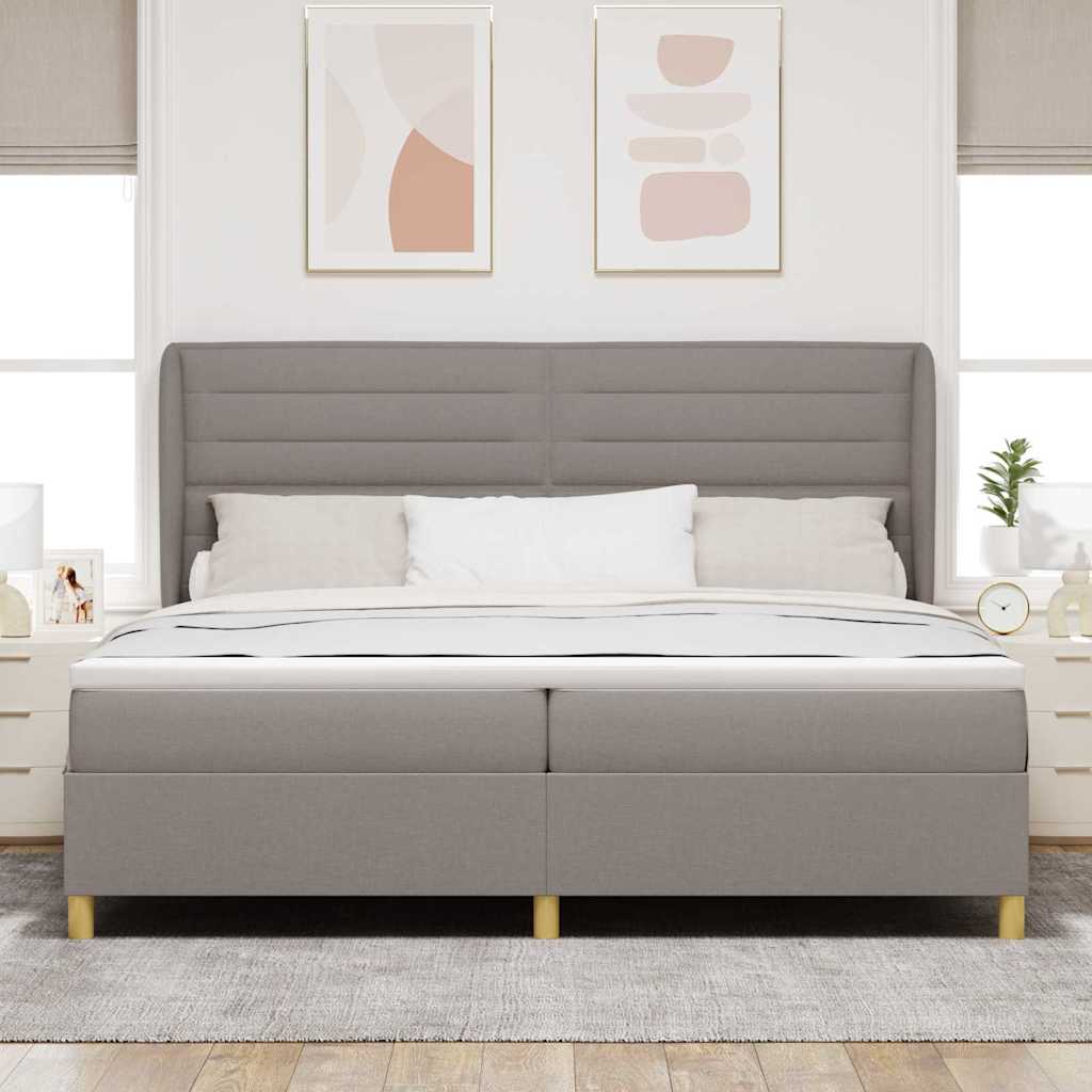 Boxrugós ágy matracmal fejtámlával Tópszínű 200 x 200 cm szövet