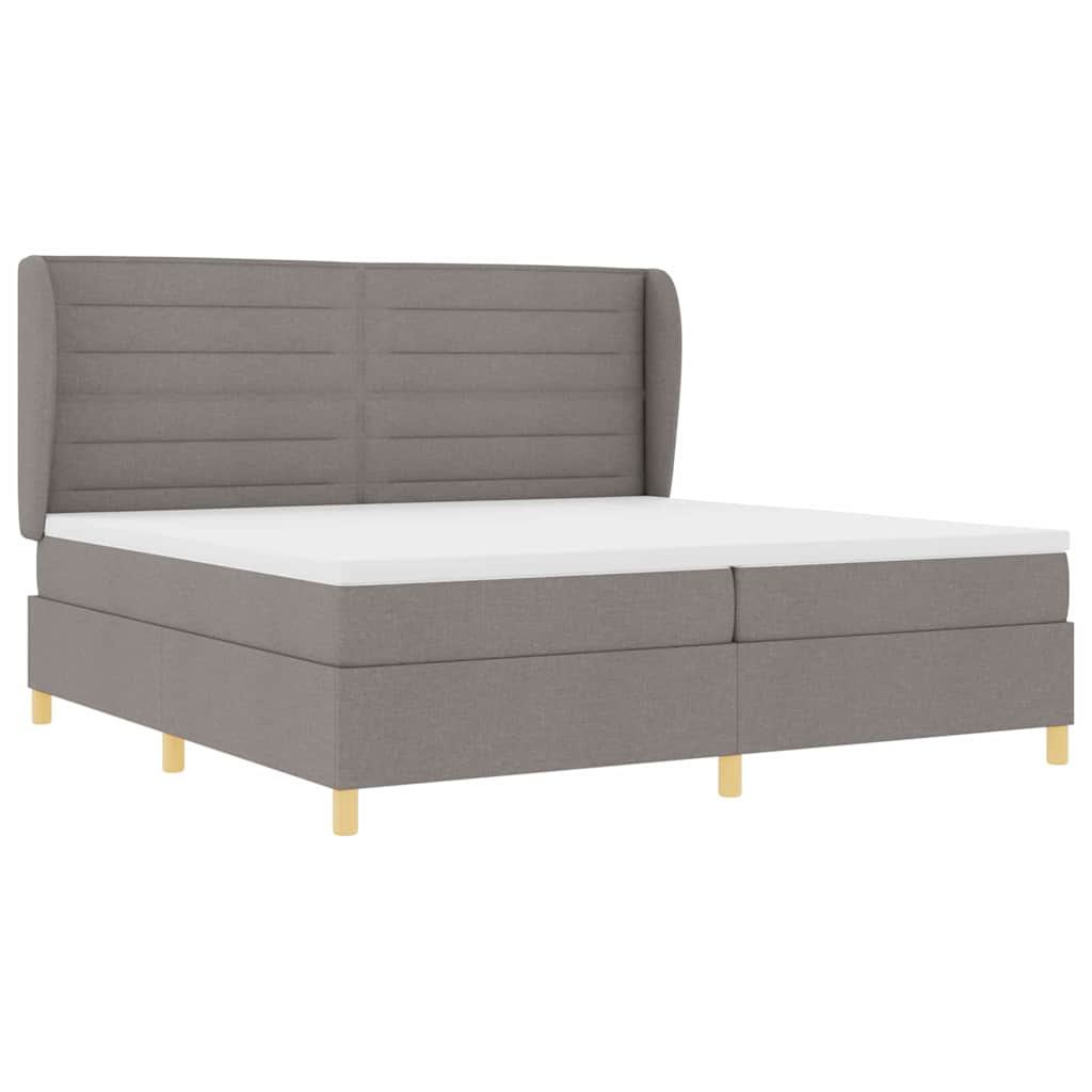Boxrugós ágy matracmal fejtámlával Tópszínű 200 x 200 cm szövet