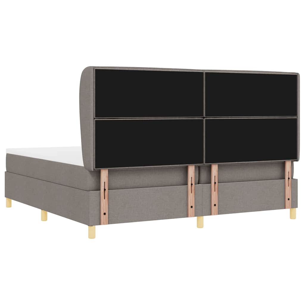 Boxrugós ágy matracmal fejtámlával Tópszínű 200 x 200 cm szövet