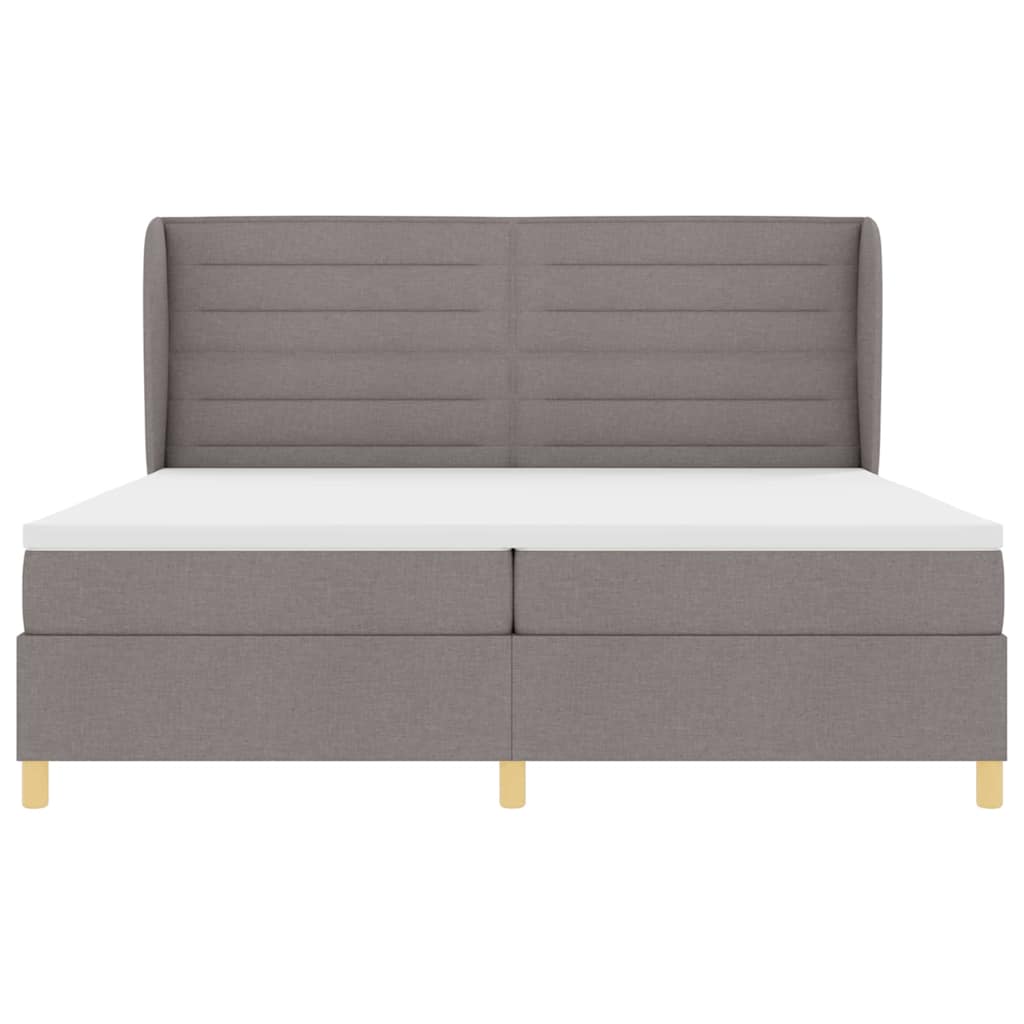 Boxrugós ágy matracmal fejtámlával Tópszínű 200 x 200 cm szövet