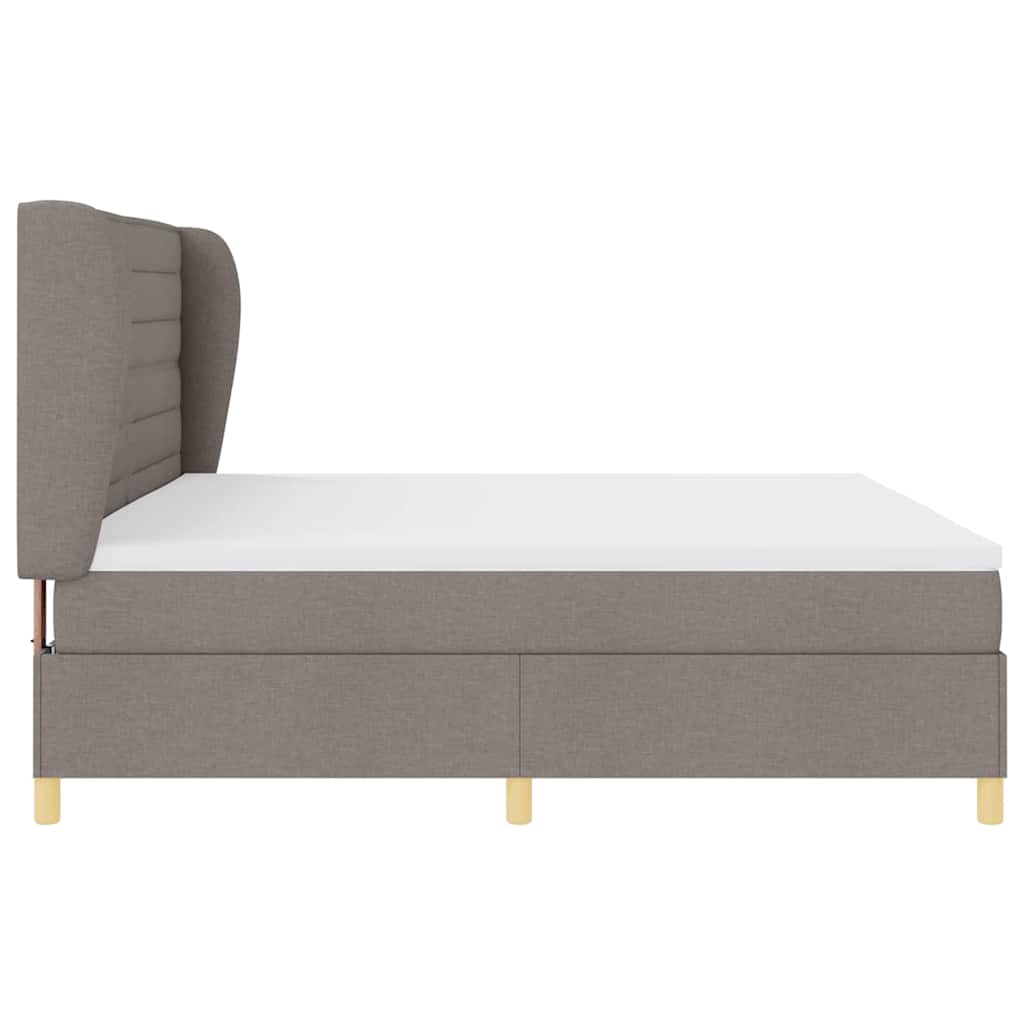 Boxrugós ágy matracmal fejtámlával Tópszínű 200 x 200 cm szövet