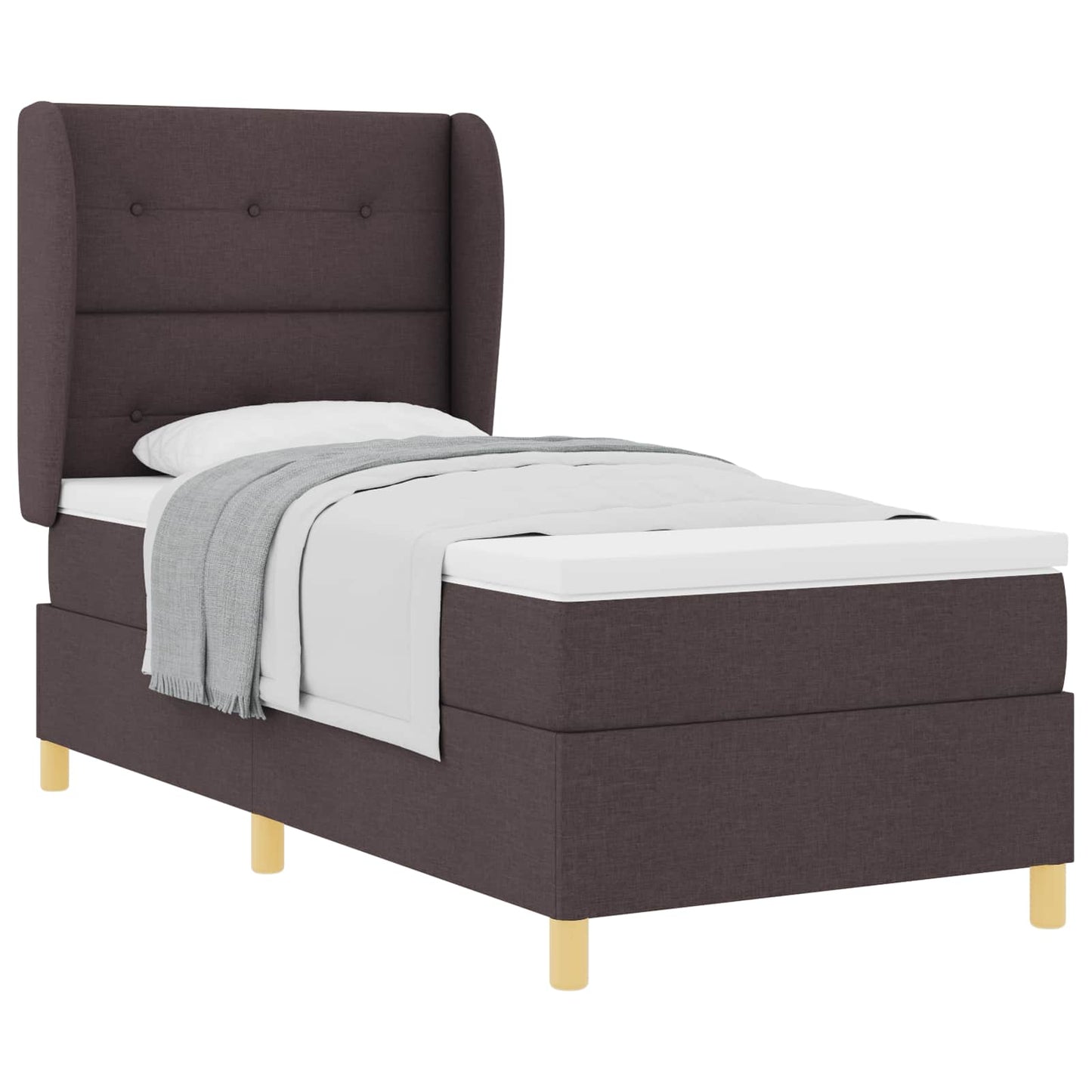 Boxrugós ágy fejtámlával Sötét Barna 200 x 80 cm szövet