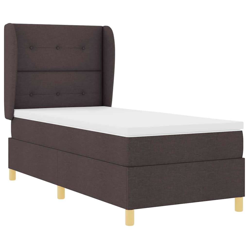 Boxrugós ágy fejtámlával Sötét Barna 200 x 80 cm szövet