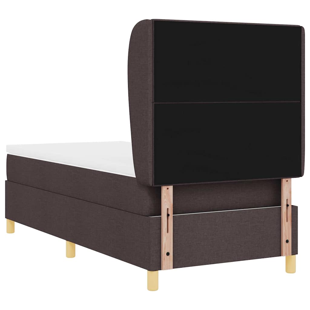 Boxrugós ágy fejtámlával Sötét Barna 200 x 80 cm szövet