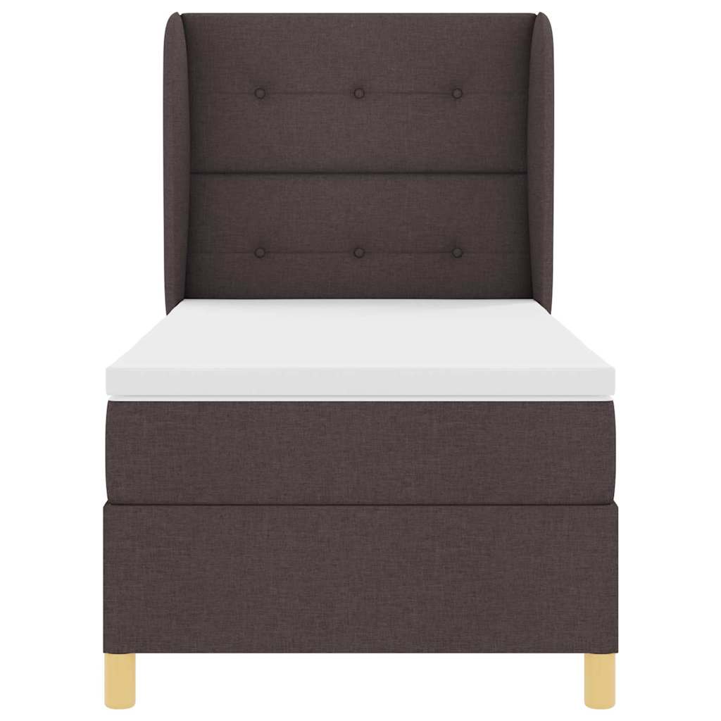 Boxrugós ágy fejtámlával Sötét Barna 200 x 80 cm szövet