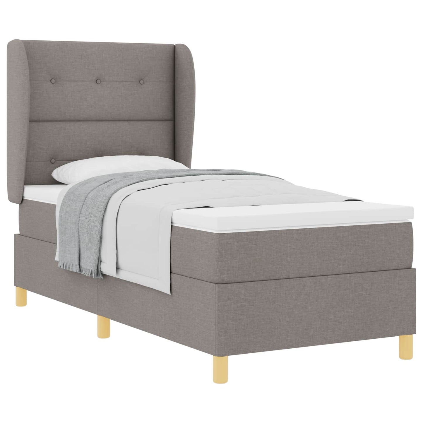 Boxrugós ágy matracmal fejtámlával Tópszínű 190 x 90 cm szövet