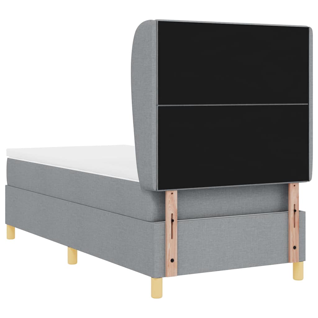 Boxrugós ágy fejtámlával Világosszürke 200 x 90 cm szövet