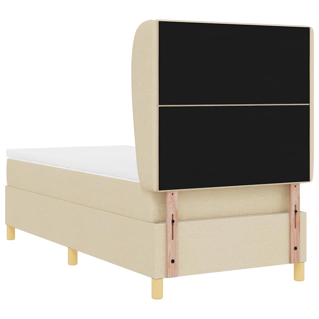 Boxrugós ágy fejtámlával Krém 200 x 90 cm szövet
