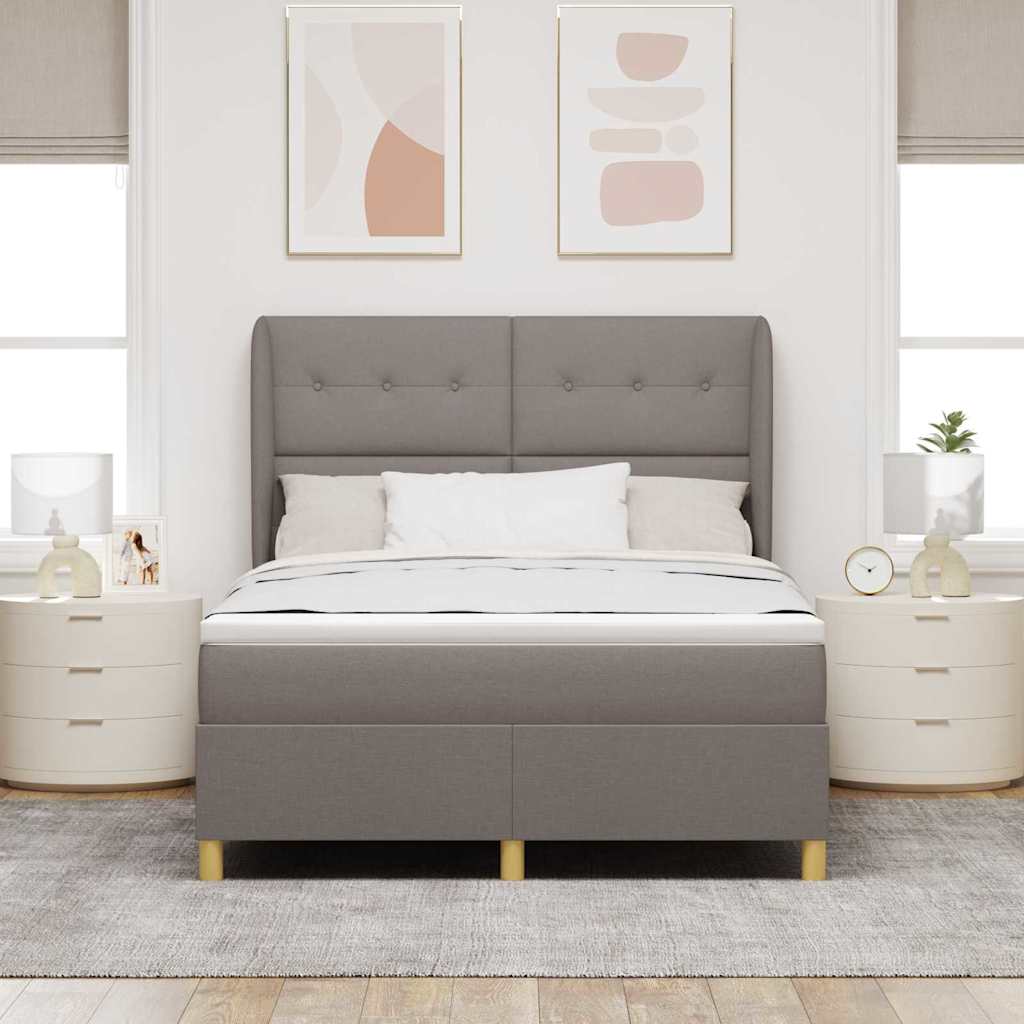 Boxrugós ágy fejtámlával Tópszínű 200 x 140 cm szövet