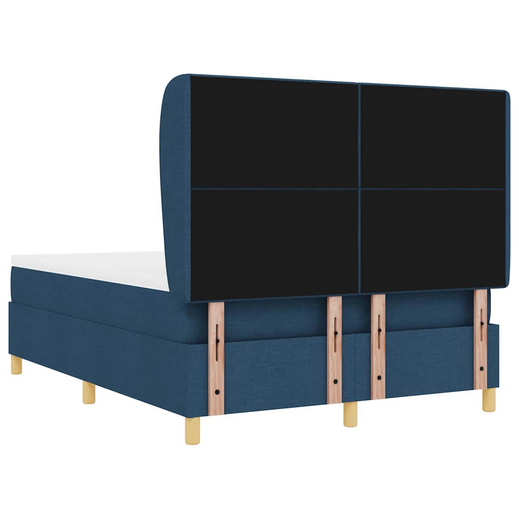 Boxrugós ágy fejtámlával Kék 200 x 140 cm szövet