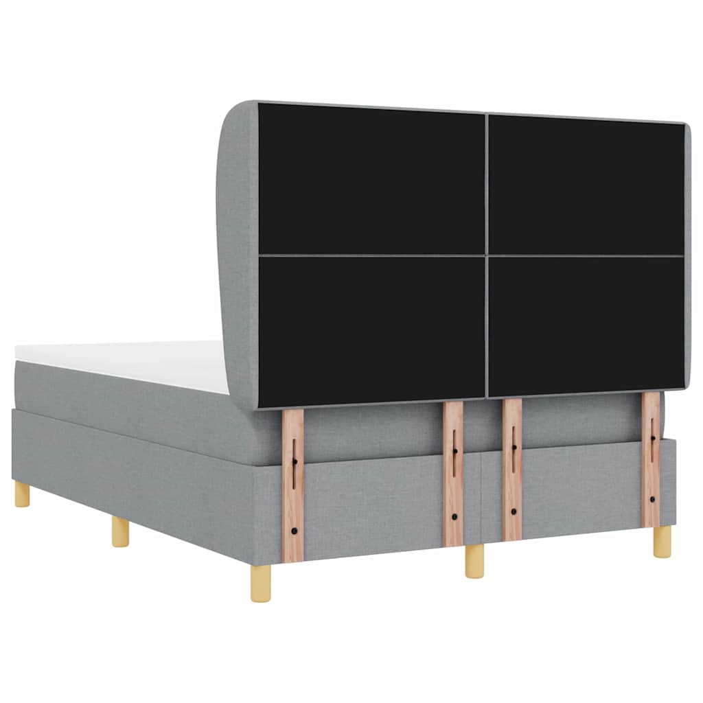 Boxrugós ágy fejtámlával Világosszürke 200 x 160 cm szövet