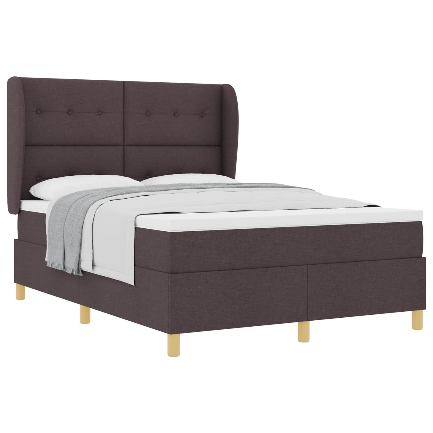 Boxrugós ágy fejtámlával Sötét Barna 200 x 160 cm szövet