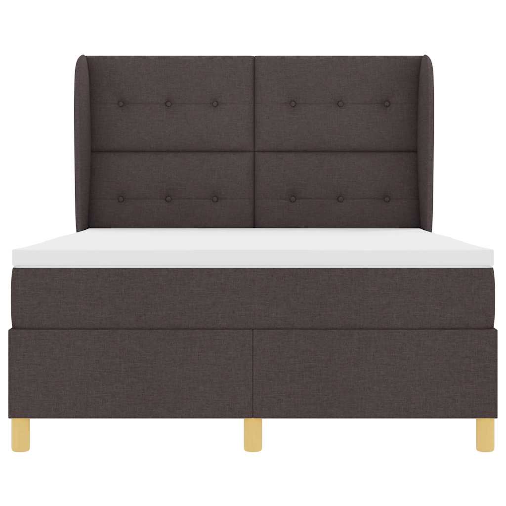 Boxrugós ágy fejtámlával Sötét Barna 200 x 160 cm szövet