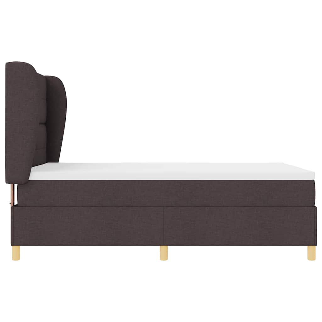 Boxrugós ágy fejtámlával Sötét Barna 200 x 160 cm szövet
