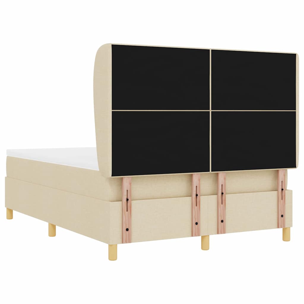 Boxrugós ágy fejtámlával Krém 200 x 160 cm szövet