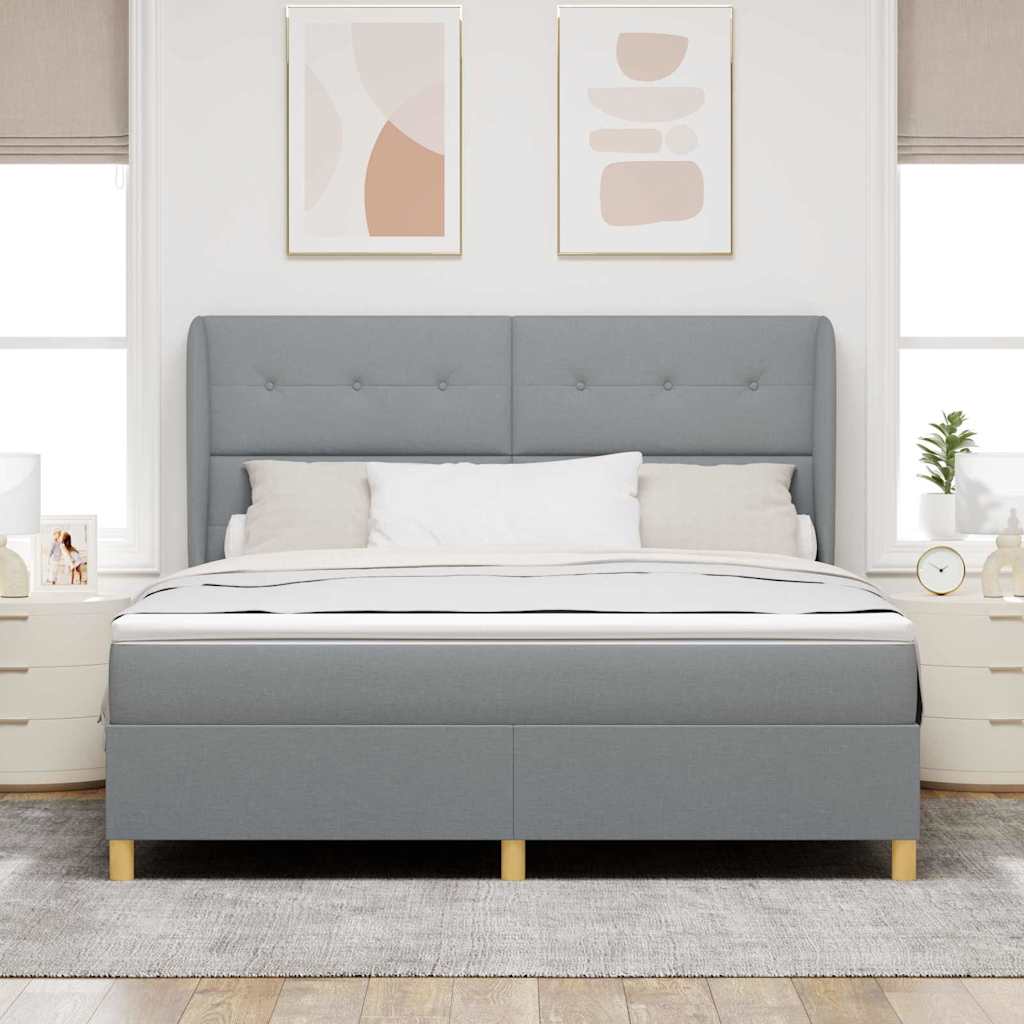 Boxrugós ágy matracmal Világosszürke 200 x 180 cm szövet