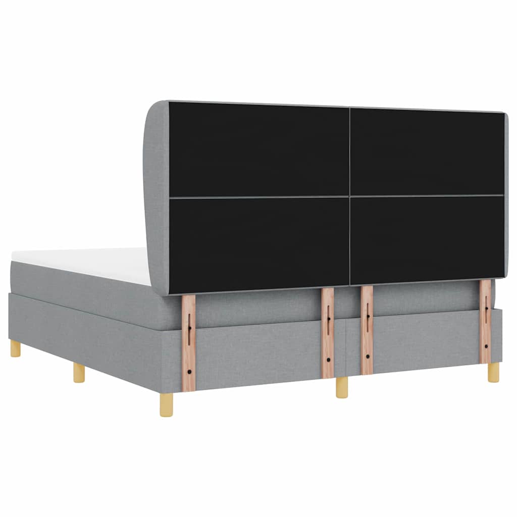 Boxrugós ágy fejtámlával Világosszürke 200 x 180 cm szövet