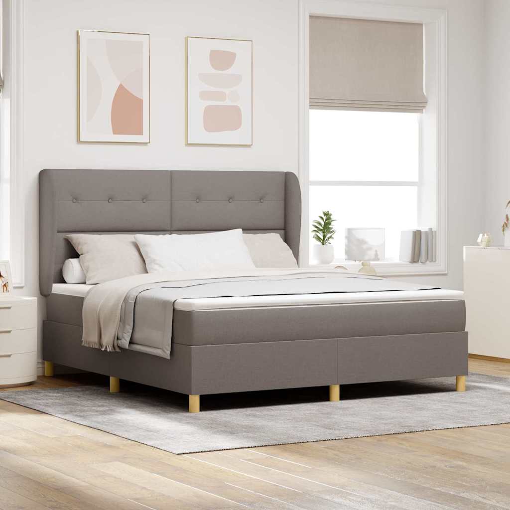 Boxrugós ágy fejtámlával Tópszínű 200 x 180 cm szövet