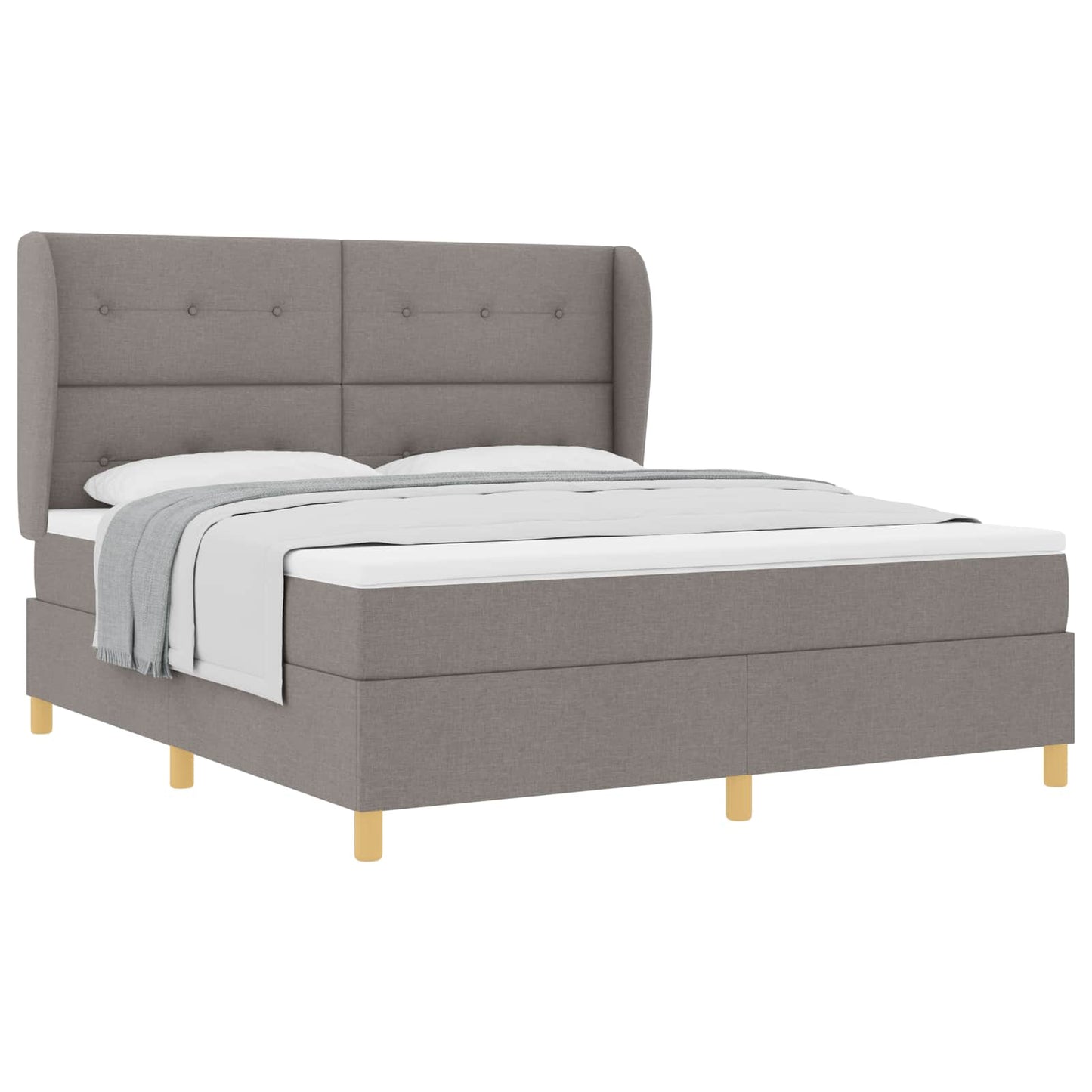Boxrugós ágy fejtámlával Tópszínű 200 x 180 cm szövet