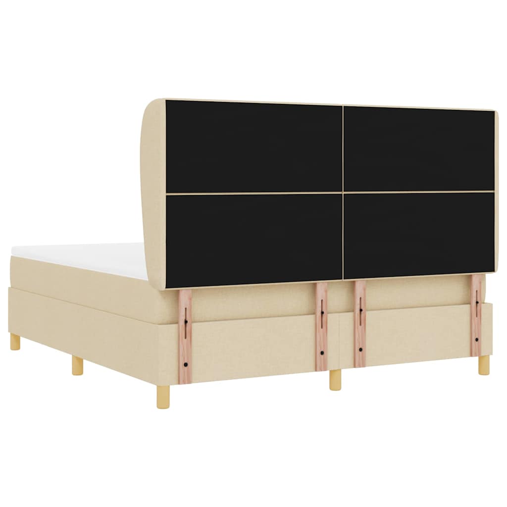 Boxrugós ágy fejtámlával Krém 200 x 180 cm szövet