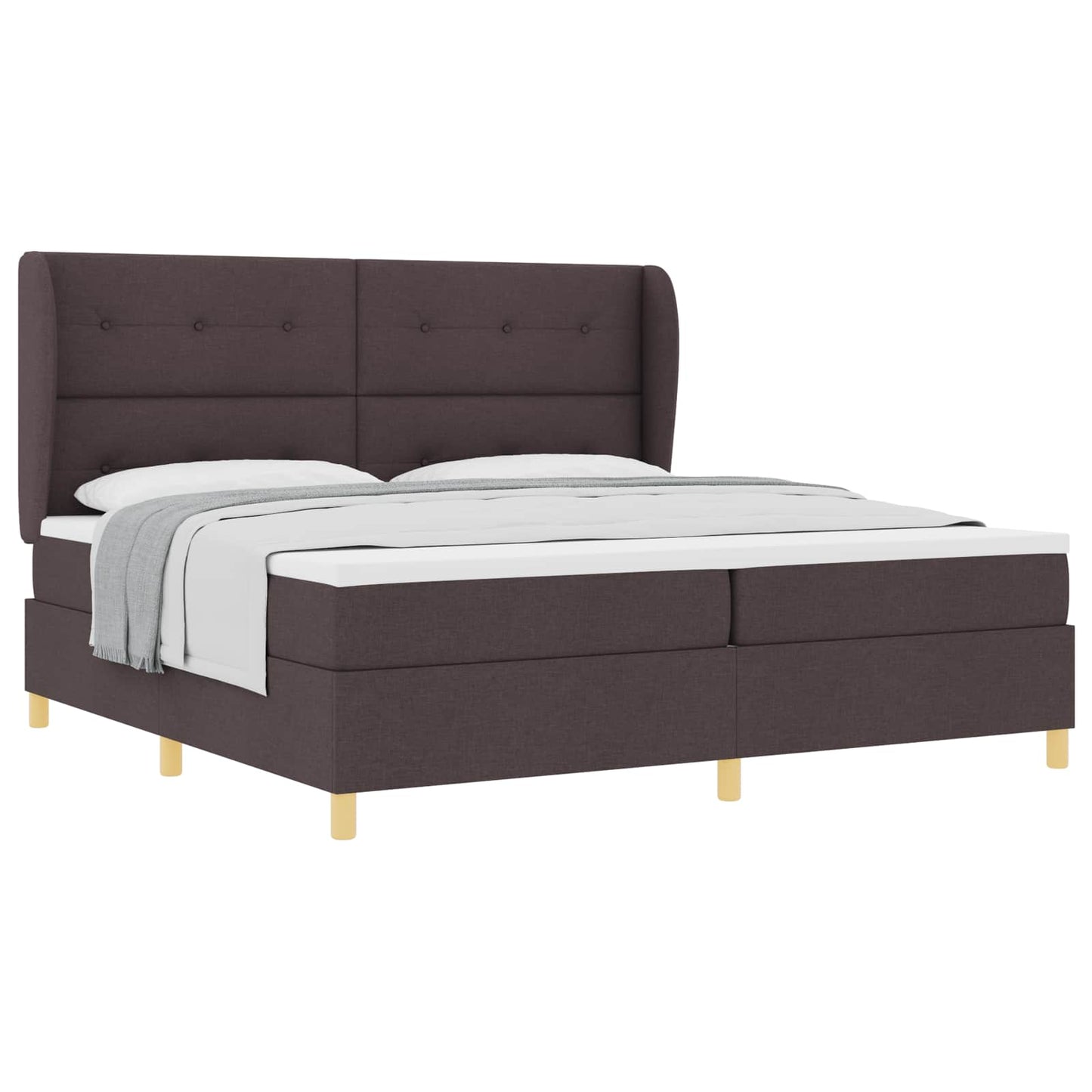 Boxrugós ágy fejtámlával Sötét Barna 200 x 200 cm szövet