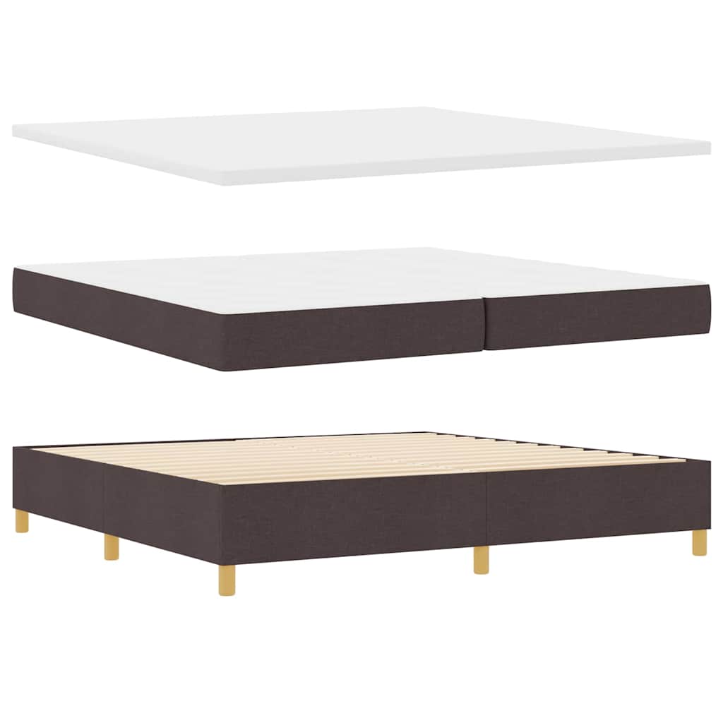 Boxrugós ágy fejtámlával Sötét Barna 200 x 200 cm szövet
