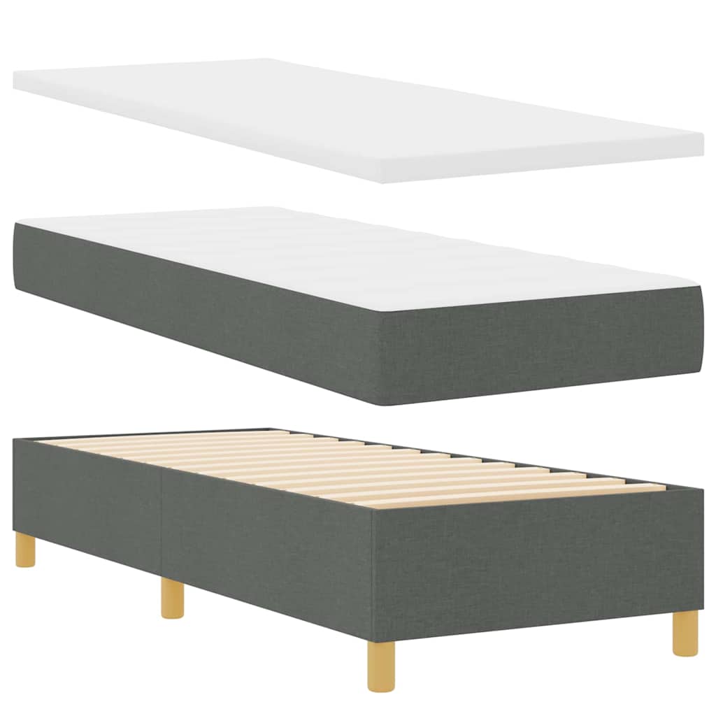 Boxrugós ágy fejtámlával Sötétszürke 200 x 80 cm szövet