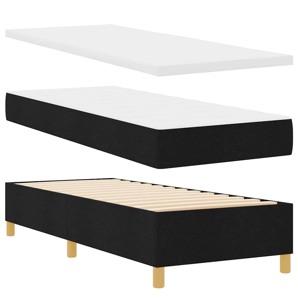 Boxrugós ágy fejtámlával Fekete 200 x 80 cm szövet