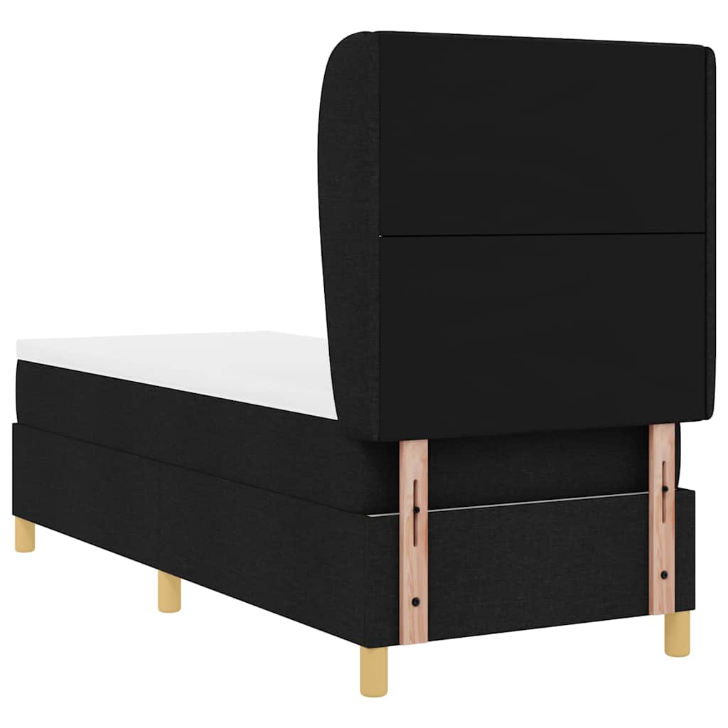 Boxrugós ágy fejtámlával Fekete 200 x 80 cm szövet