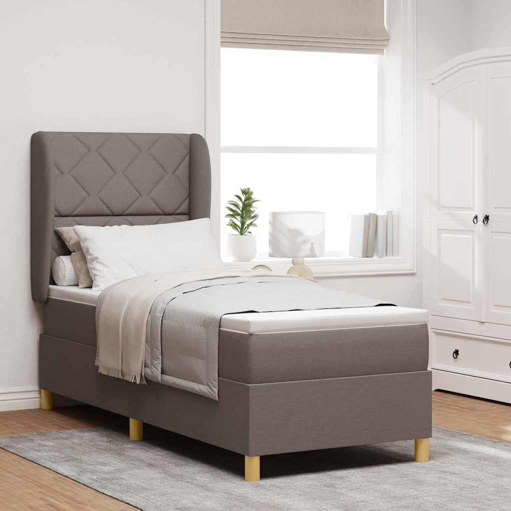 Boxrugós ágy fejtámlával Tópszínű 200 x 80 cm szövet