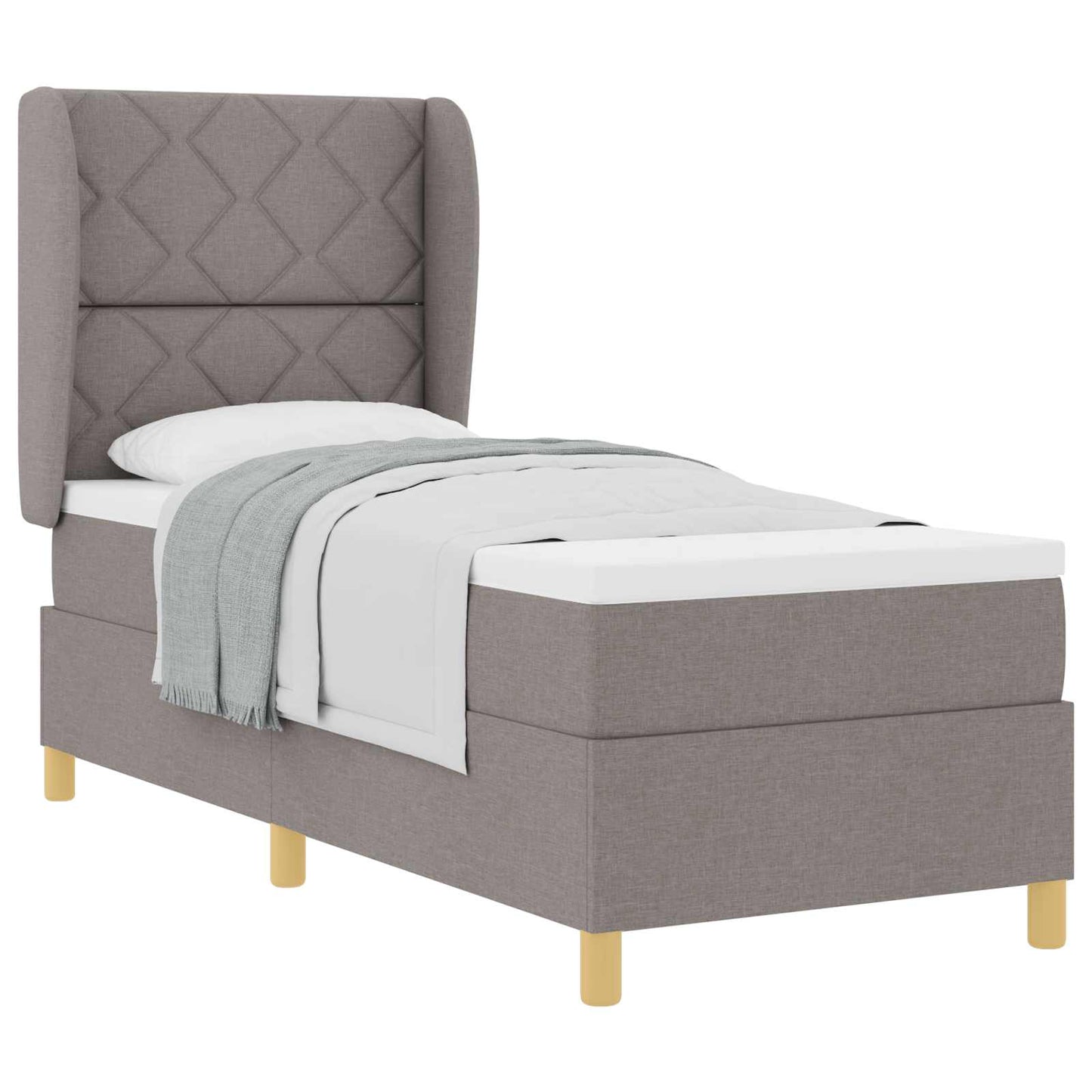 Boxrugós ágy fejtámlával Tópszínű 200 x 80 cm szövet