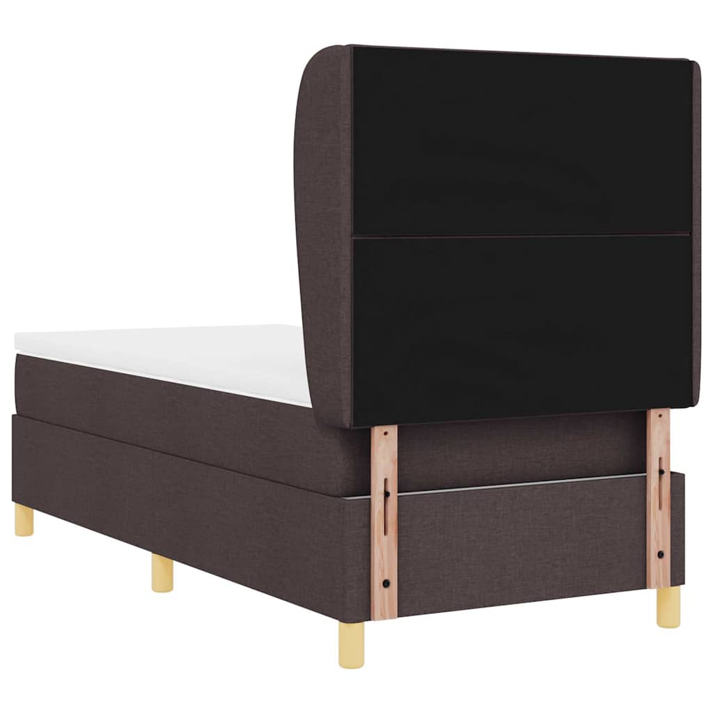 Boxrugós ágy fejtámlával Sötét Barna 190 x 90 cm szövet