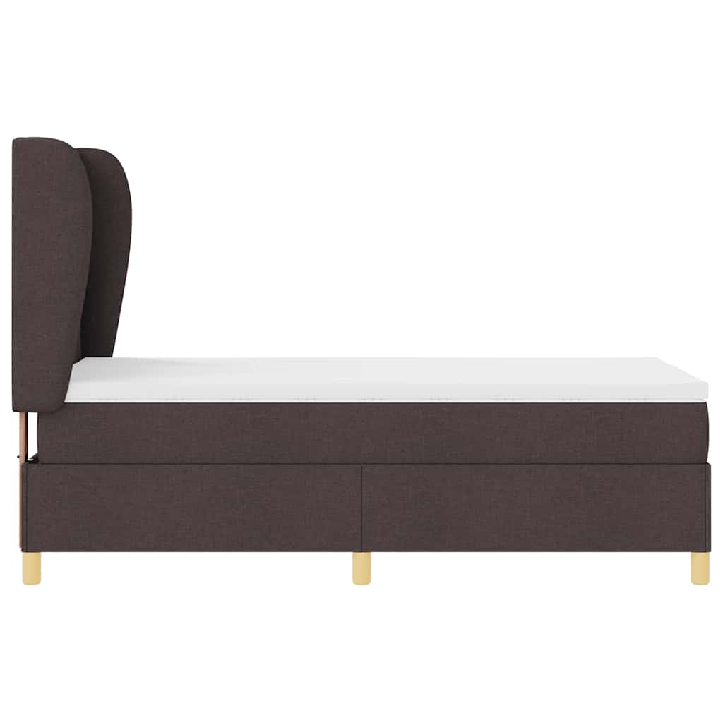 Boxrugós ágy fejtámlával Sötét Barna 190 x 90 cm szövet