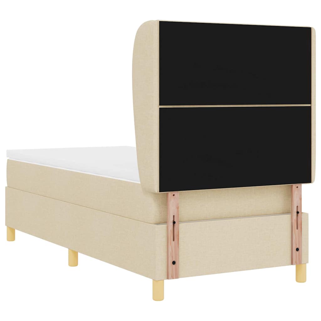 Boxrugós ágy fejtámlával Krém 200 x 90 cm szövet