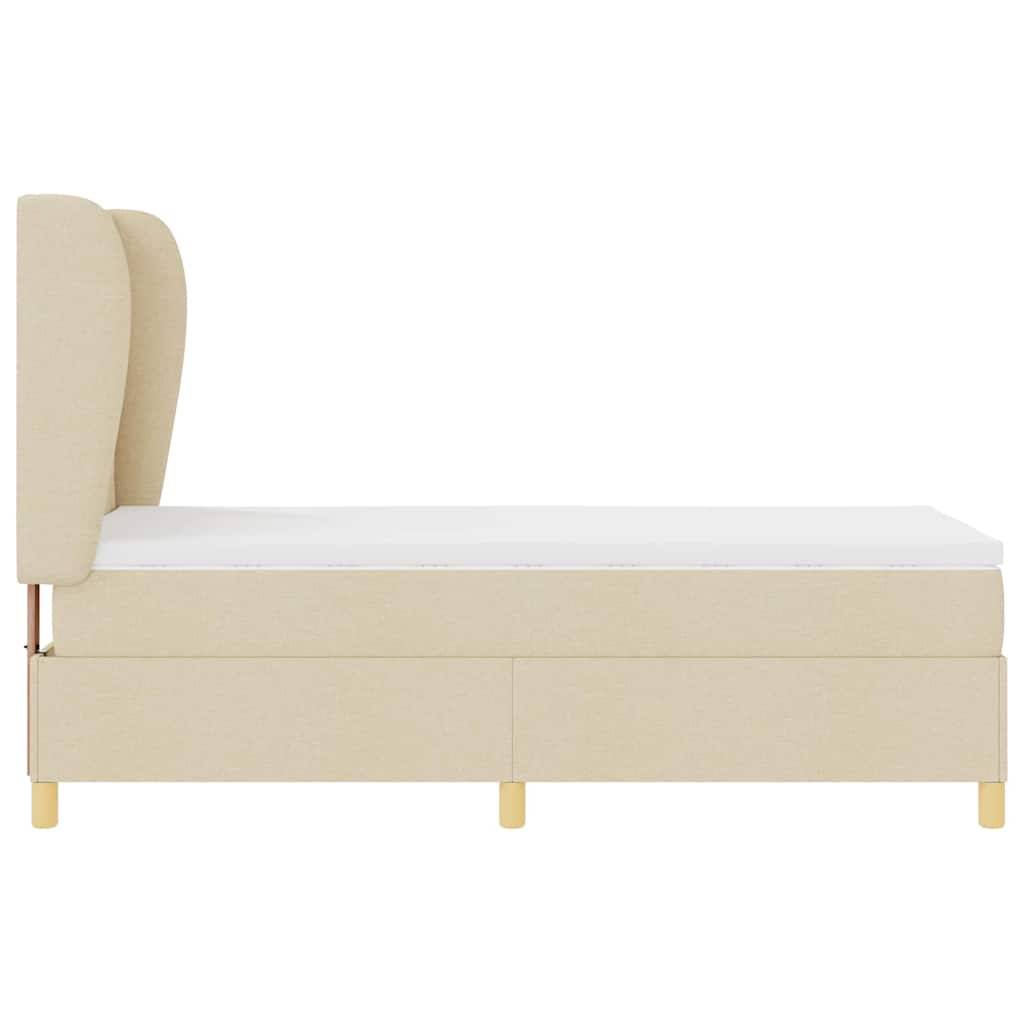 Boxrugós ágy fejtámlával Krém 200 x 90 cm szövet