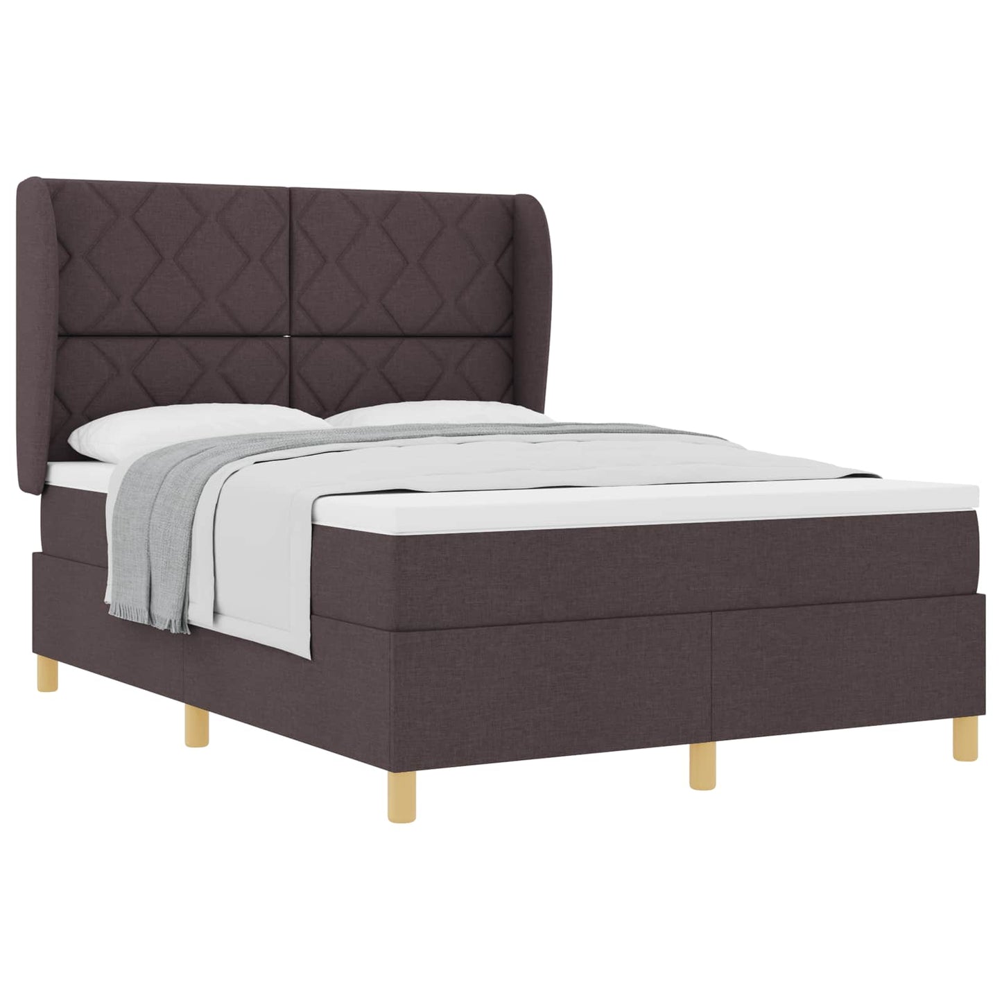 Boxrugós ágy fejtámlával Sötét Barna 200 x 140 cm szövet