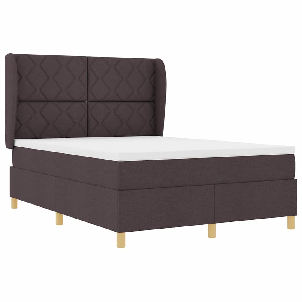 Boxrugós ágy fejtámlával Sötét Barna 200 x 140 cm szövet